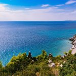 beautiful landscape of turquoise sea and rocky coast in Greece