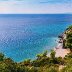 beautiful landscape of turquoise sea and rocky coast in Greece