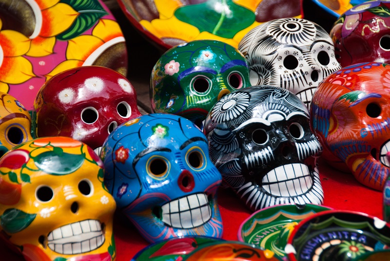 colorful-mexican-day-of-the-dead-sugar-skulls-in-a