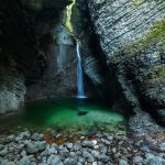 Waterfall Kozjak hidden in cave ,Slovenia