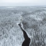 A river in winter at Oulanka National Park, Finland.