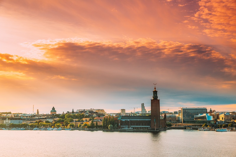 Stockholm, Sweden. Scenic Skyline View Of Famous Tower Of Stockh