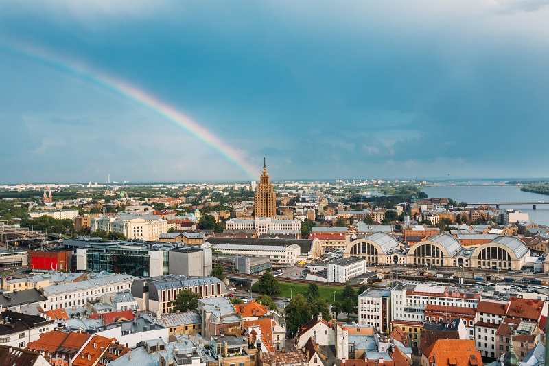 Riga, Latvia. Building of Latvian Academy of Sciences, built on