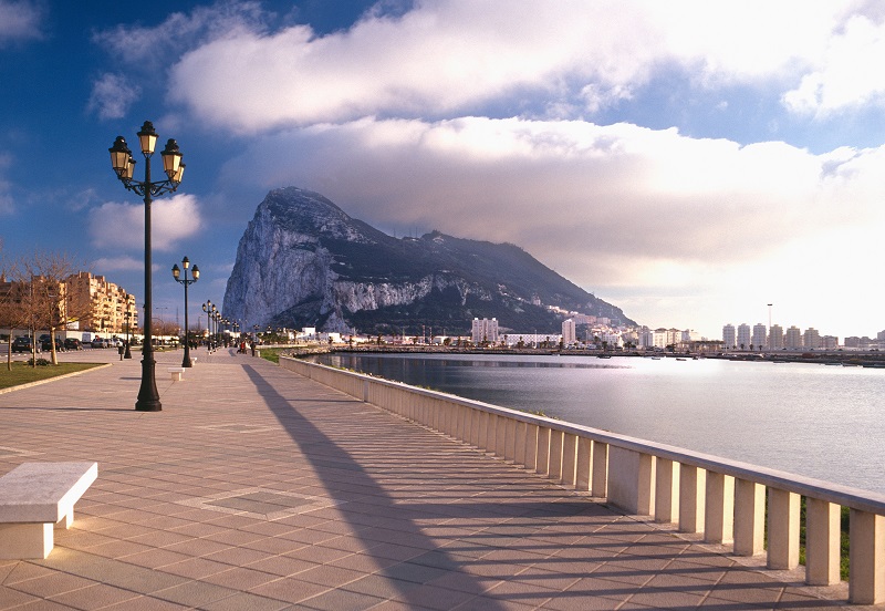 Rock of Gibraltar viewed from Spain